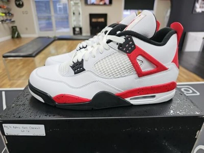 Pre-owned Jordan Air  4 Retro " Red Cement " In Hand In White
