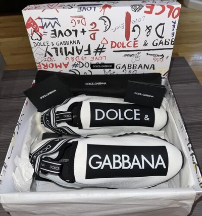Pre-owned Dolce & Gabbana Sorrento Logo Sneakers - Size Eu 47/us 14 - Brand With Tags In White