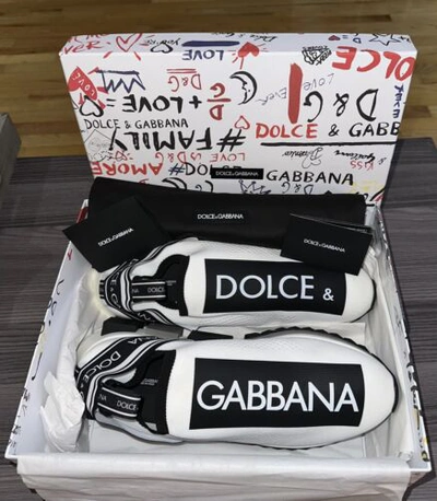 Pre-owned Dolce & Gabbana Sorrento Logo Sneakers - Size Eu 47/us 14 - Brand With Tags In White
