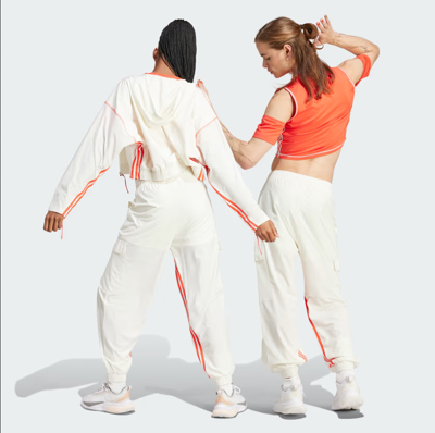 Pre-owned Adidas Originals Adidas Dance All-gender Versatile Woven Cargo Pants For Women Is0904 In White