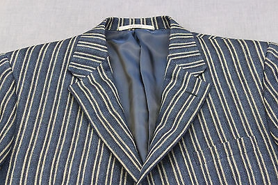 Pre-owned Hickey Freeman Lindsey Usa Blue Stripe Linen Sportcoat Blazer 40 Long $1095