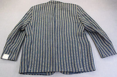 Pre-owned Hickey Freeman Lindsey Usa Blue Stripe Linen Sportcoat Blazer 40 Long $1095