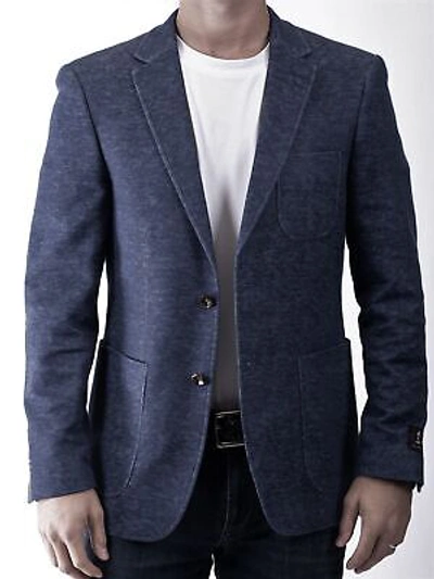 Pre-owned Other 1 Like No  Men's Blue Cotton Linen Blend Sports Coat $495