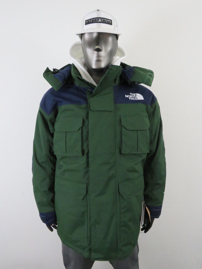 Pre-owned The North Face Mens  Coldworks Down Parka Insulated Winter Jacket - Pine Needle In Pine Needle Green / Summit Navy Blue / Tnf White