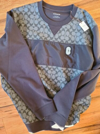 Pre-owned Coach Limited Edition  Men Sweatshirt Blue Size 2xl Embroid Logo
