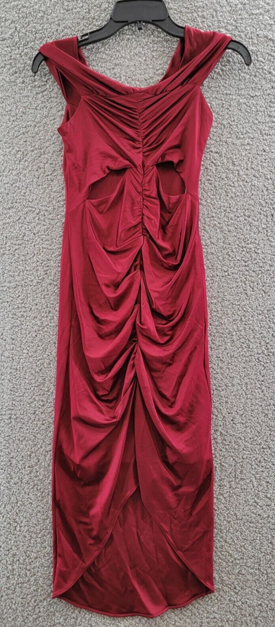 Pre-owned Et Ochs Everly Off The Shoulder Midi Dress Women's 4 Crimson High/low Hem S/s In Red