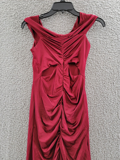 Pre-owned Et Ochs Everly Off The Shoulder Midi Dress Women's 4 Crimson High/low Hem S/s In Red