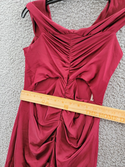 Pre-owned Et Ochs Everly Off The Shoulder Midi Dress Women's 4 Crimson High/low Hem S/s In Red