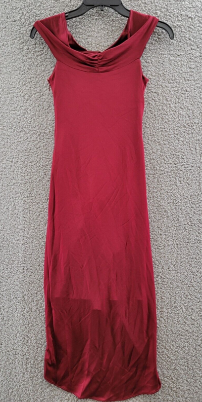 Pre-owned Et Ochs Everly Off The Shoulder Midi Dress Women's 4 Crimson High/low Hem S/s In Red