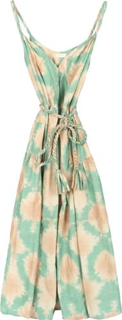 Pre-owned Ulla Johnson Women Midi Dress Cotton Valentina Rope Belt Calcite Multicolor