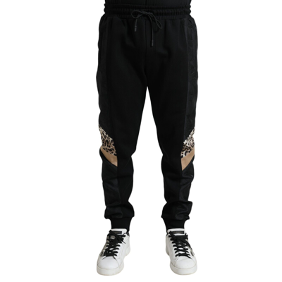 Pre-owned Dolce & Gabbana Pants Black Cotton Slim Stretch Jogger Men It54/xl Rrp 1190usd