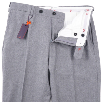 Pre-owned Isaia Slim-fit 'sanita' Light Gray Soft Flannel Wool Dress Pants 43 (eu 62)