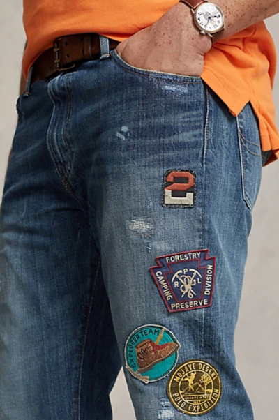Pre-owned Polo Ralph Lauren Distressed Expedition Patch Vintage Classic Denim Jeans In Blue