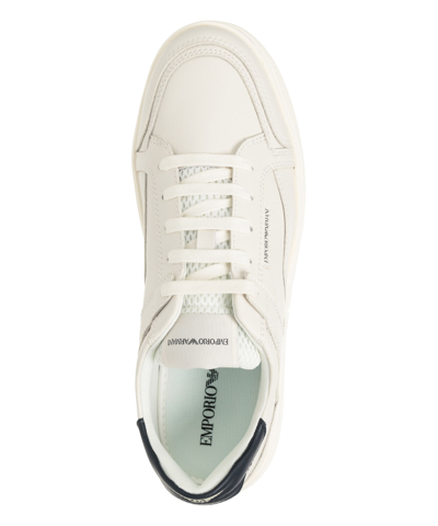 Pre-owned Emporio Armani Sneakers Men X4x568xn162u065 Off White Leather Logo Detail Shoes In Ivory