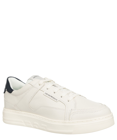 Pre-owned Emporio Armani Sneakers Men X4x568xn162u065 Off White Leather Logo Detail Shoes In Ivory