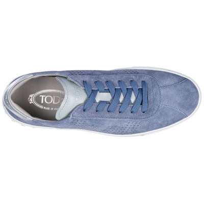Pre-owned Tod's Sneakers Men Xxm0xy0x990eyd3rd3 Light Blue Logo Detail Suede Shoes