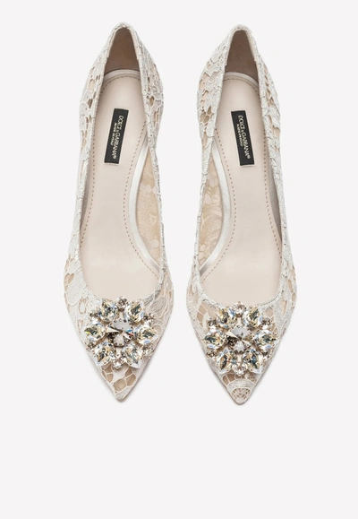 Dolce & Gabbana Bellucci 60 Crystal-embellished Pumps In Taormina Lace In White