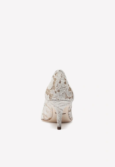Dolce & Gabbana Bellucci 60 Crystal-embellished Pumps In Taormina Lace In White