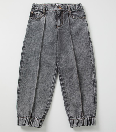 Shop Brunello Cucinelli Elasticated-waist Jeans (4-12 Years) In Grey