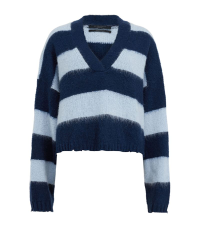 Shop Allsaints Cropped Lou Sweater In Blue