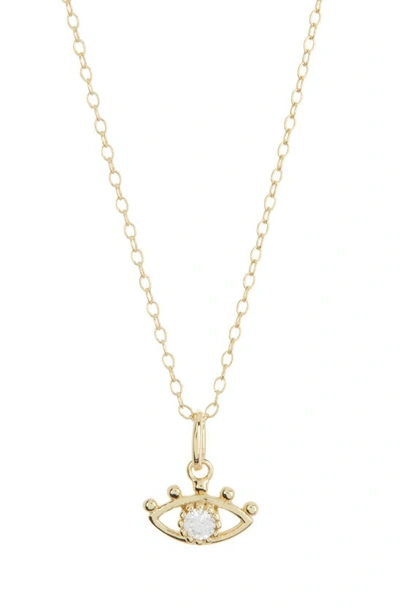 Shop Argento Vivo Sterling Silver Dainty Cubic Zirconia Evil Eye Pendant Necklace In Gold