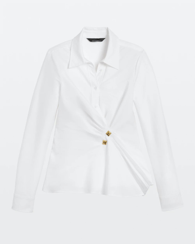 Shop White House Black Market Long Sleeve Poplin Wrap Shirt In White