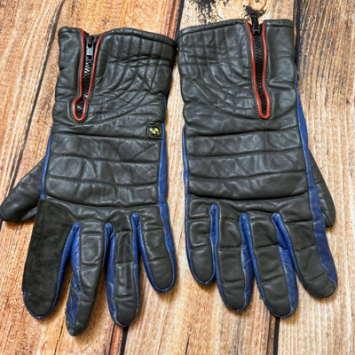 Pre-owned Racing X Vintage Leather Gloves Bmw Racing West Germany In Black Blue
