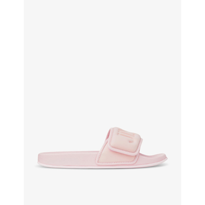 Jimmy Choo Fitz Slides With Lycra Logoed Bang In Pink/powder Pink