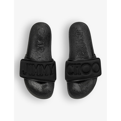 Jimmy Choo Slides With Logo In V Black/black