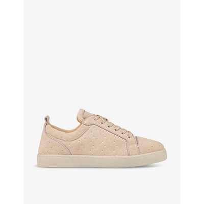 Shop Christian Louboutin Louis Junior Suede Low-top Trainers In Leche