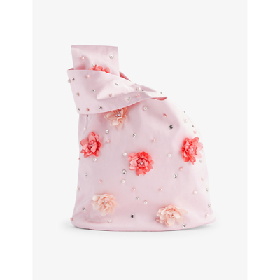 Shop Tutu Du Monde Girls Pink Cloud Kids' 3d Floral-embroidered Satin Bag