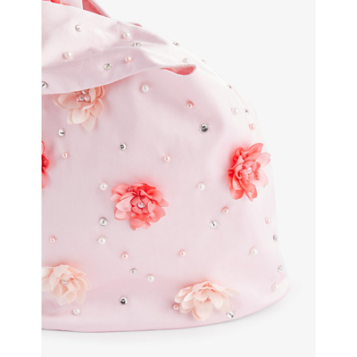 Shop Tutu Du Monde Girls Pink Cloud Kids' 3d Floral-embroidered Satin Bag