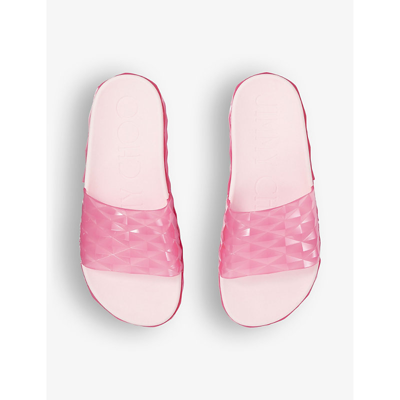 Shop Jimmy Choo Women's V Candy Pink Diamond Platform Rubber Sliders