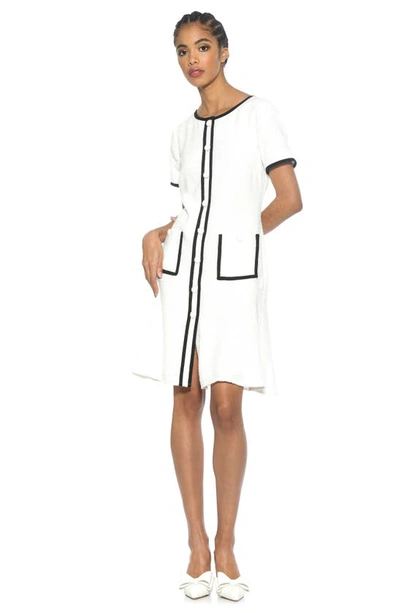 Shop Alexia Admor Brecken Short Sleeve Tweed Dress In Ivory