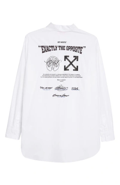 Shop Off-white Exact Opposite Long Sleeve Cotton Button-up Shirt In White Black