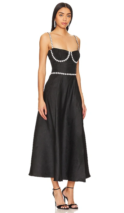 V. Chapman Cora Corset Midi Dress In Black Windsor Brocade