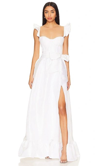 Shop V. Chapman Veronica Corset Gown In White Windsor Brocade