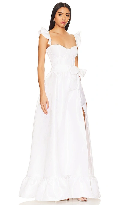 Shop V. Chapman Veronica Corset Gown In White Windsor Brocade