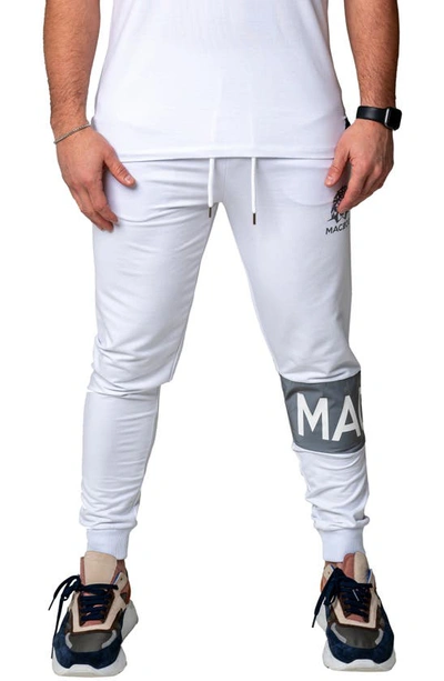 Shop Maceoo Insignia Stretch Cotton Joggers In White