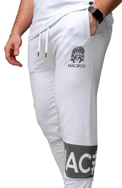 Shop Maceoo Insignia Stretch Cotton Joggers In White