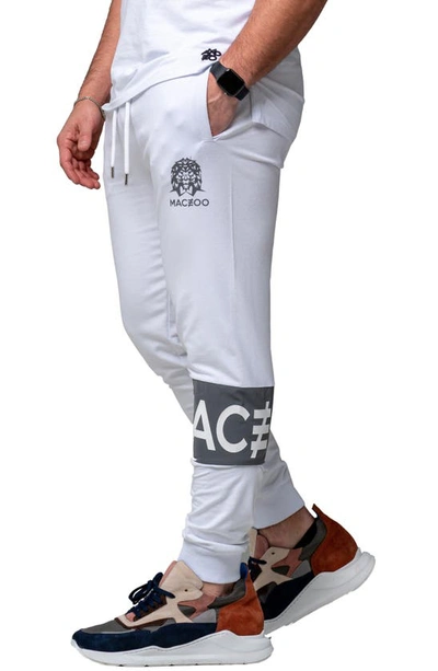 Shop Maceoo Insignia Stretch Cotton Joggers In White