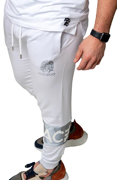 Shop Maceoo Insignia Stretch Cotton Joggers In White