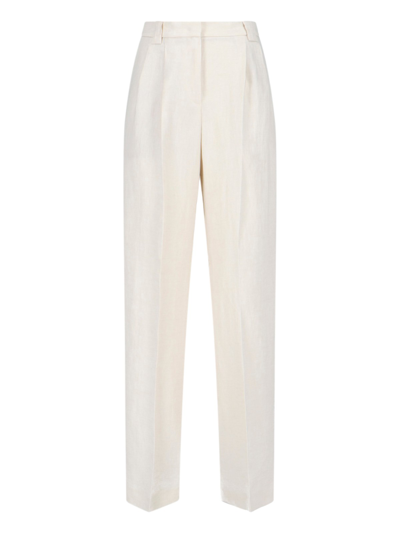 Shop Incotex Linen Pants In Cream