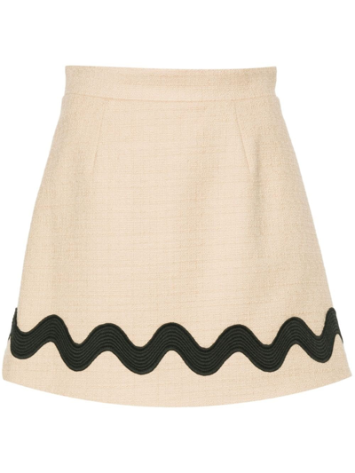 Shop Patou Cotton Tweed Skirt In 中間色