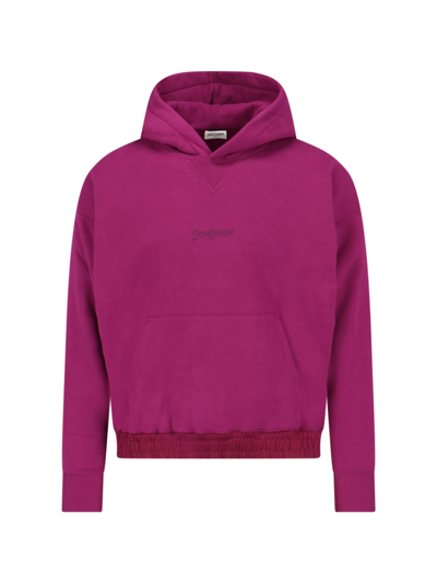 Shop Saint Laurent Logo Hoodie In Purple