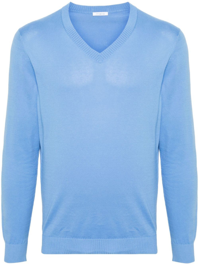 Shop Malo V-neck Sweater In Blue