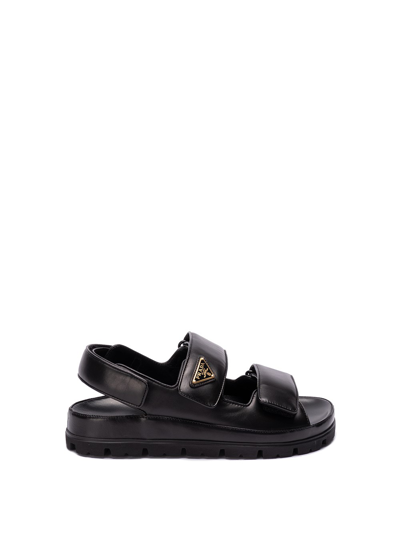 Shop Prada Nappa Leather Sandals In Black  