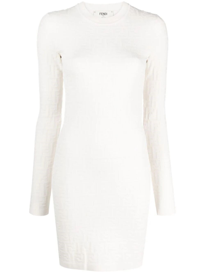 Shop Fendi `ff` Mini Dress In White
