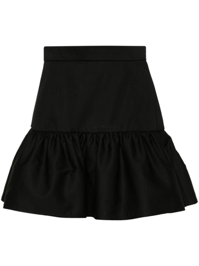 Shop Patou Gabardine Tiered Miniskirt In ブラック