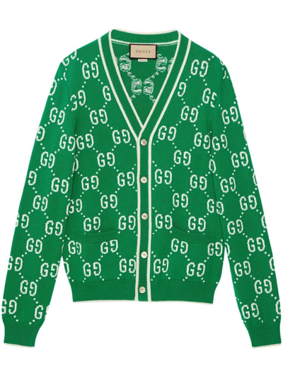 Shop Gucci Knit Cardigan In Green